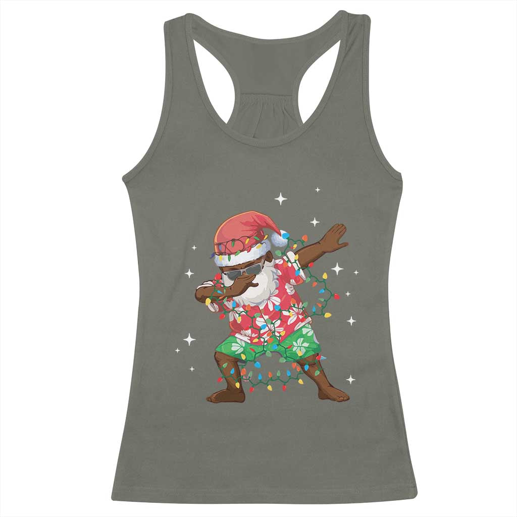 Christmas Hawaiian Racerback Tank Top Afro African Dabbing Santa Xmas Dab Girls Boys Kids TS10 Military Green Print Your Wear