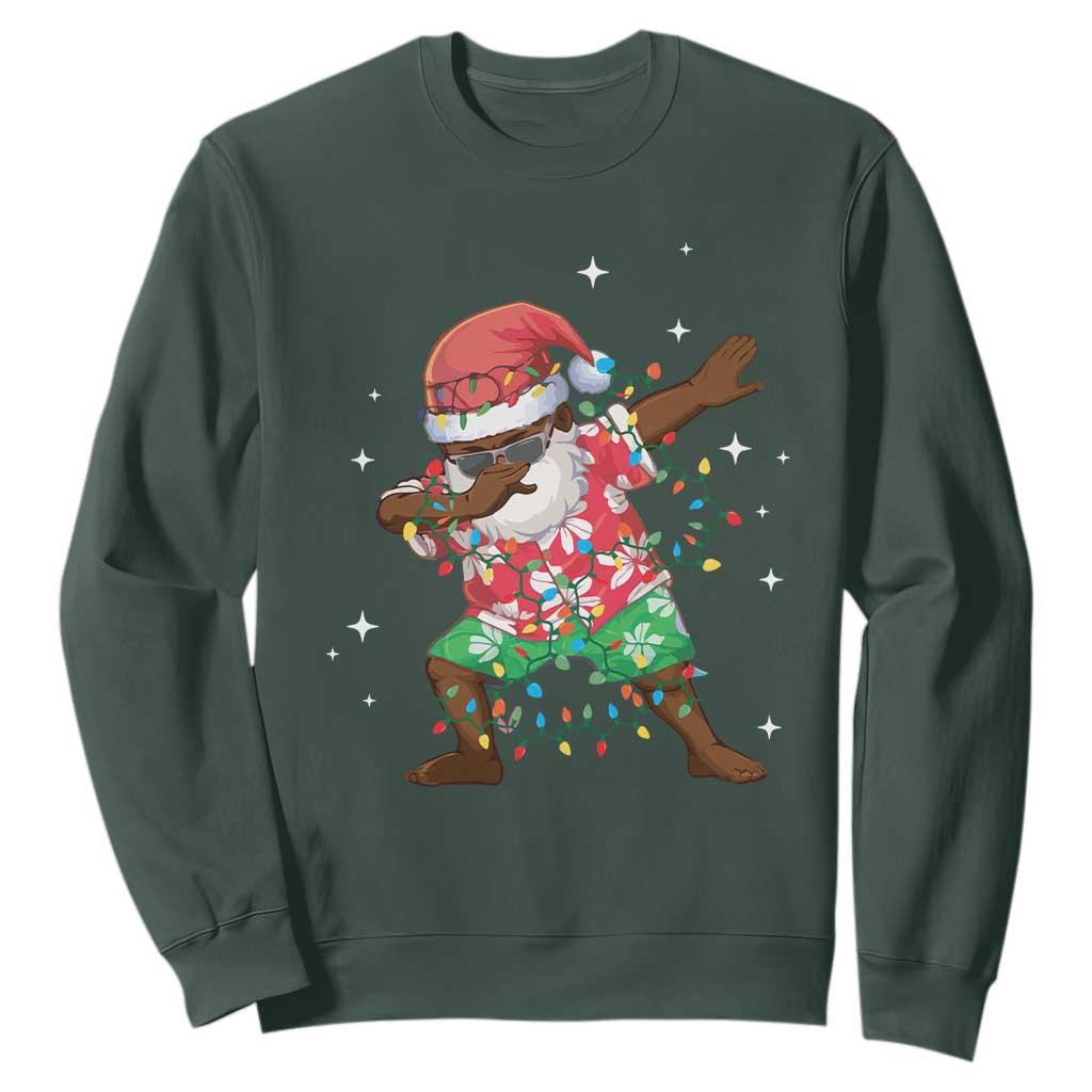 Christmas Hawaiian Sweatshirt Afro African Dabbing Santa Xmas Dab Girls Boys Kids TS10 Dark Forest Green Print Your Wear
