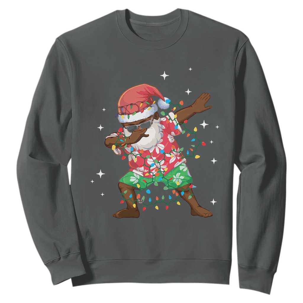 Christmas Hawaiian Sweatshirt Afro African Dabbing Santa Xmas Dab Girls Boys Kids TS10 Dark Heather Print Your Wear