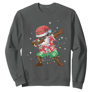 Christmas Hawaiian Sweatshirt Afro African Dabbing Santa Xmas Dab Girls Boys Kids TS10 Dark Heather Print Your Wear