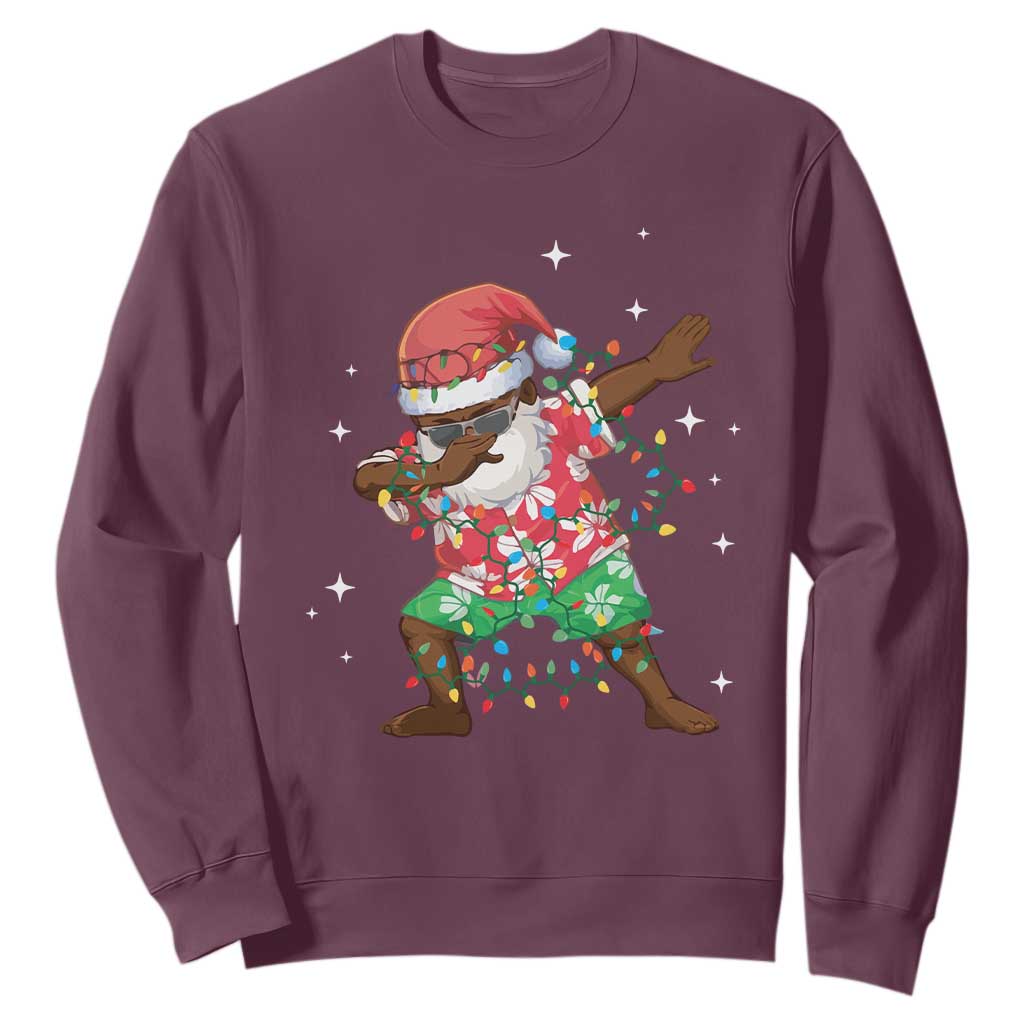 Christmas Hawaiian Sweatshirt Afro African Dabbing Santa Xmas Dab Girls Boys Kids TS10 Maroon Print Your Wear