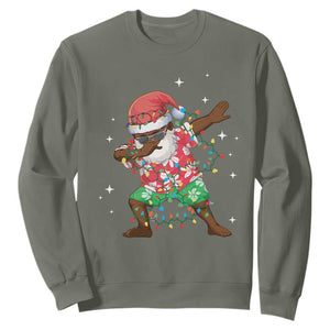 Christmas Hawaiian Sweatshirt Afro African Dabbing Santa Xmas Dab Girls Boys Kids TS10 Military Green Print Your Wear