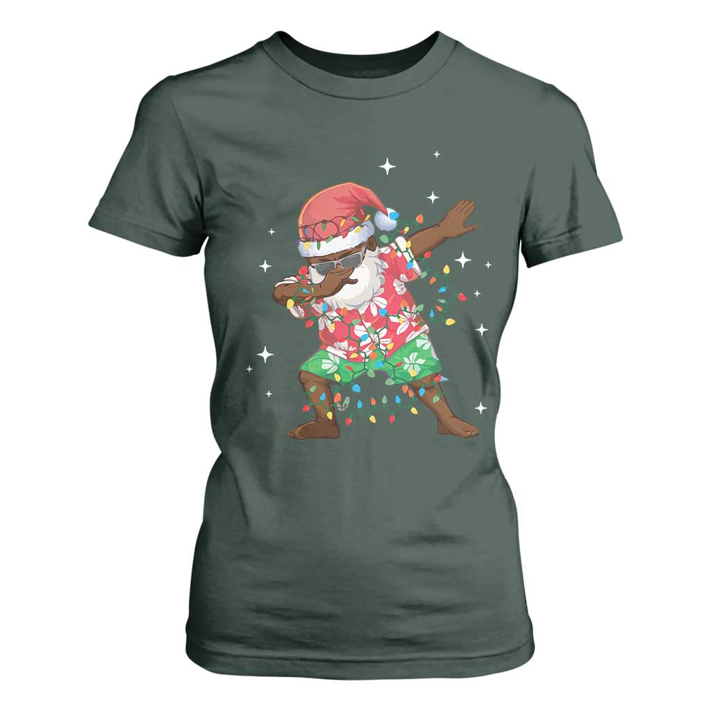Christmas Hawaiian T Shirt For Women Afro African Dabbing Santa Xmas Dab Girls Boys Kids TS10 Dark Forest Green Print Your Wear