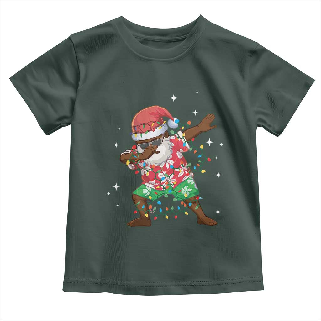 Christmas Hawaiian Toddler T Shirt Afro African Dabbing Santa Xmas Dab Girls Boys Kids TS10 Dark Forest Green Print Your Wear
