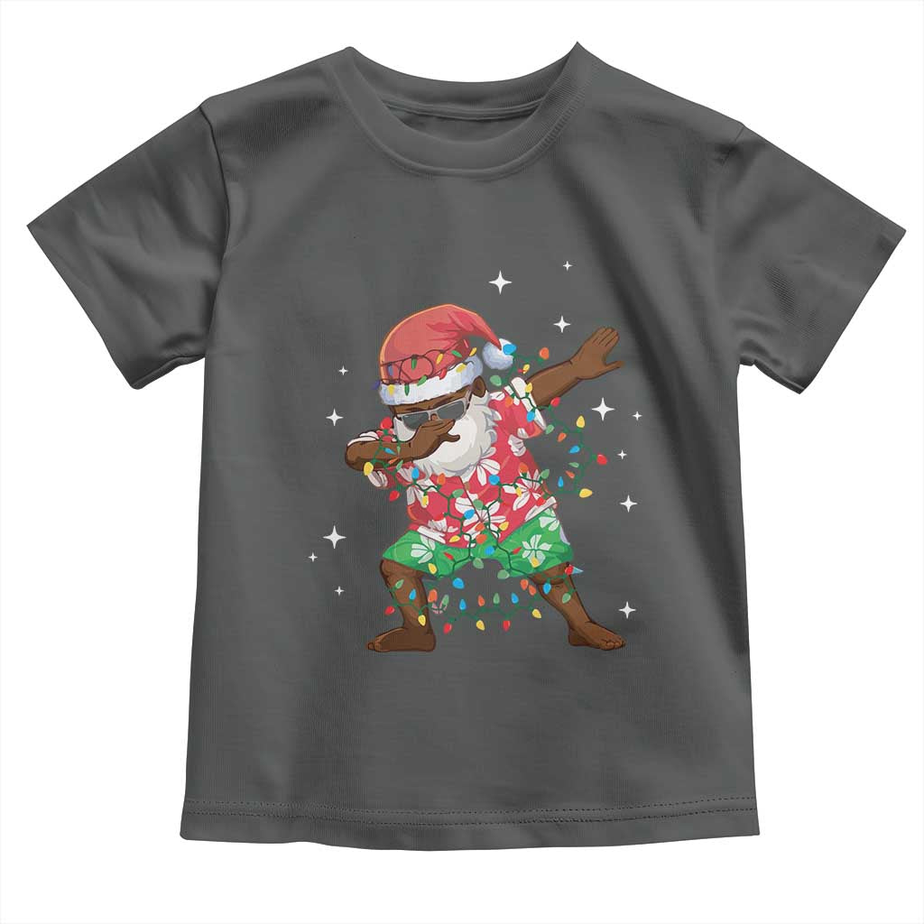 Christmas Hawaiian Toddler T Shirt Afro African Dabbing Santa Xmas Dab Girls Boys Kids TS10 Dark Heather Print Your Wear