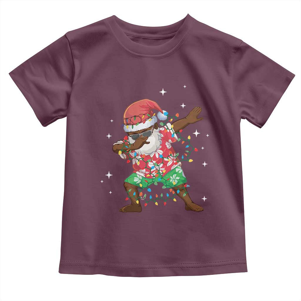 Christmas Hawaiian Toddler T Shirt Afro African Dabbing Santa Xmas Dab Girls Boys Kids TS10 Maroon Print Your Wear