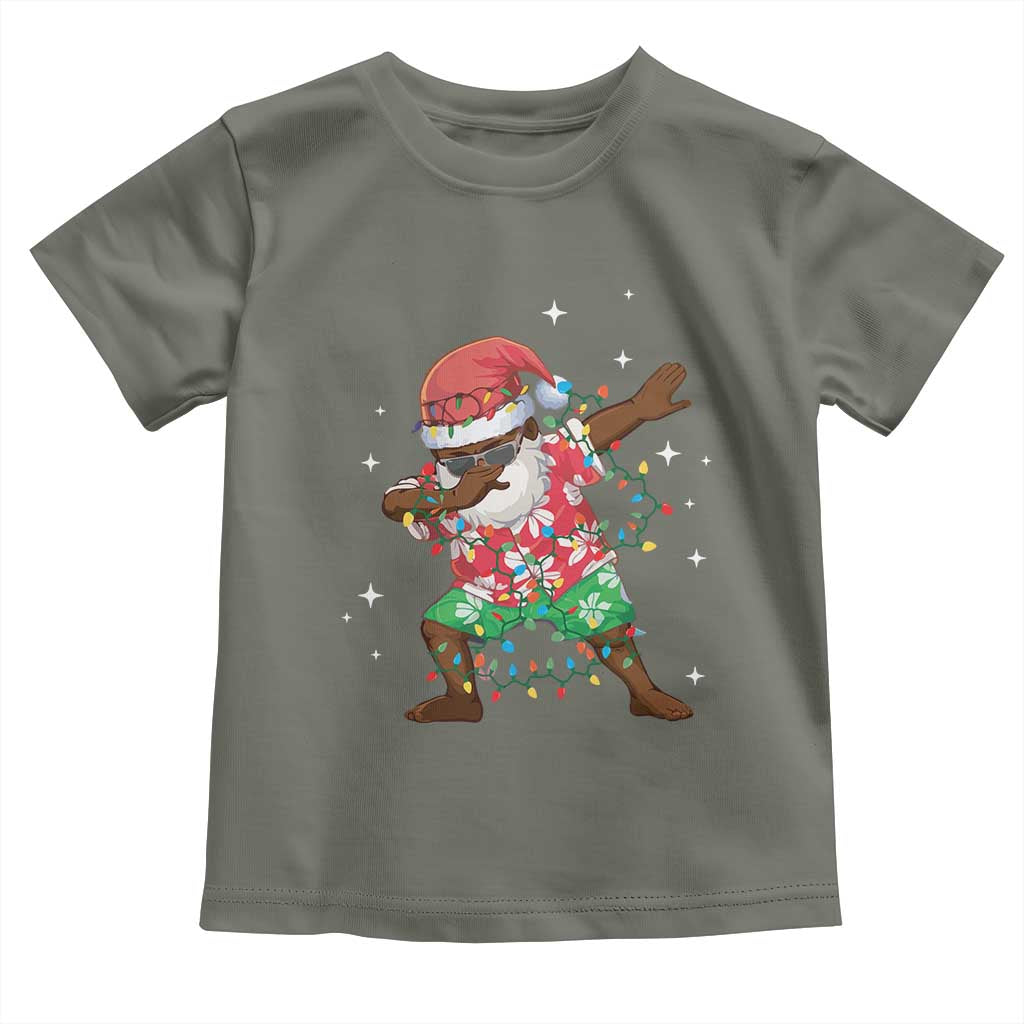 Christmas Hawaiian Toddler T Shirt Afro African Dabbing Santa Xmas Dab Girls Boys Kids TS10 Military Green Print Your Wear