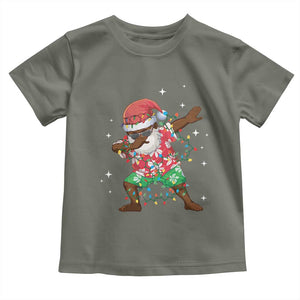 Christmas Hawaiian Toddler T Shirt Afro African Dabbing Santa Xmas Dab Girls Boys Kids TS10 Military Green Print Your Wear