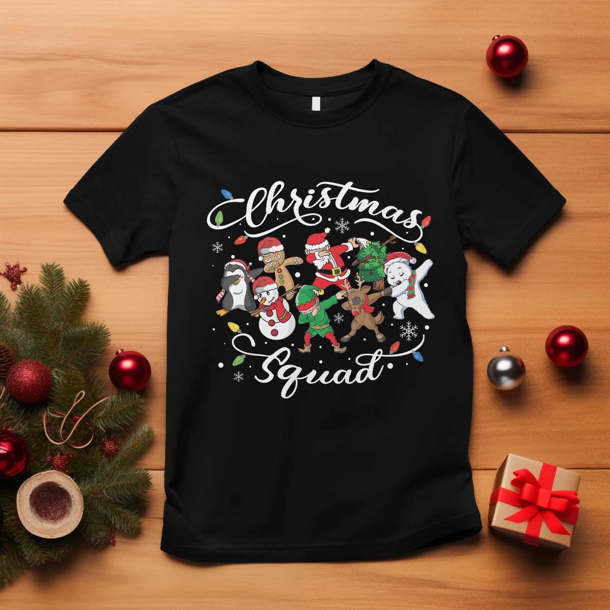 Christmas Squad T Shirt Santa Dabbing Elf Family Matching Pajamas Xmas Crew TS10 Black Print Your Wear