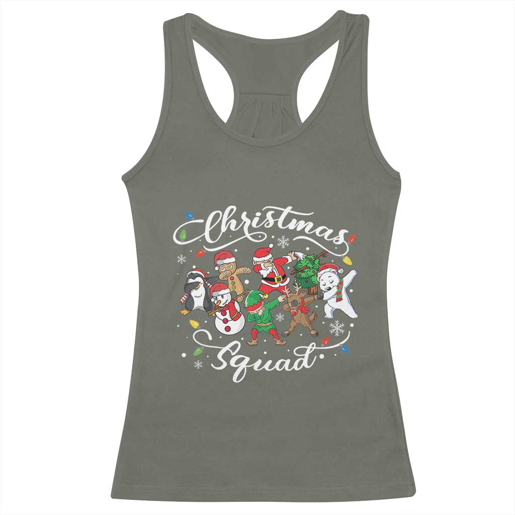 Christmas Squad Racerback Tank Top Santa Dabbing Elf Family Matching Pajamas Xmas Crew TS10 Military Green Print Your Wear