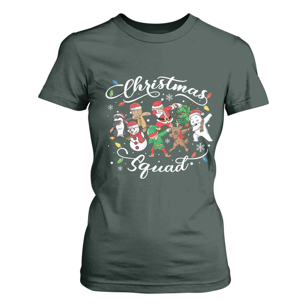 Christmas Squad T Shirt For Women Santa Dabbing Elf Family Matching Pajamas Xmas Crew TS10 Dark Forest Green Print Your Wear