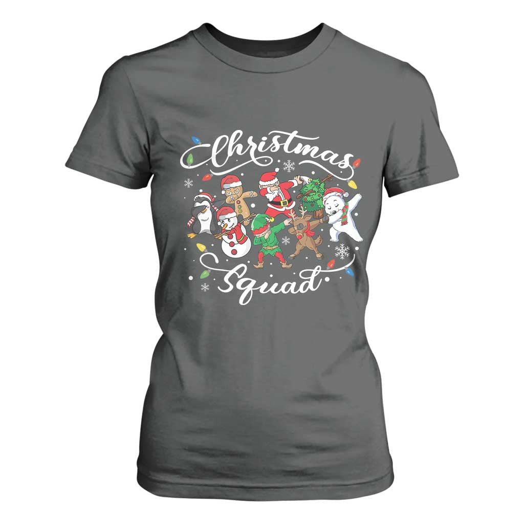 Christmas Squad T Shirt For Women Santa Dabbing Elf Family Matching Pajamas Xmas Crew TS10 Dark Heather Print Your Wear