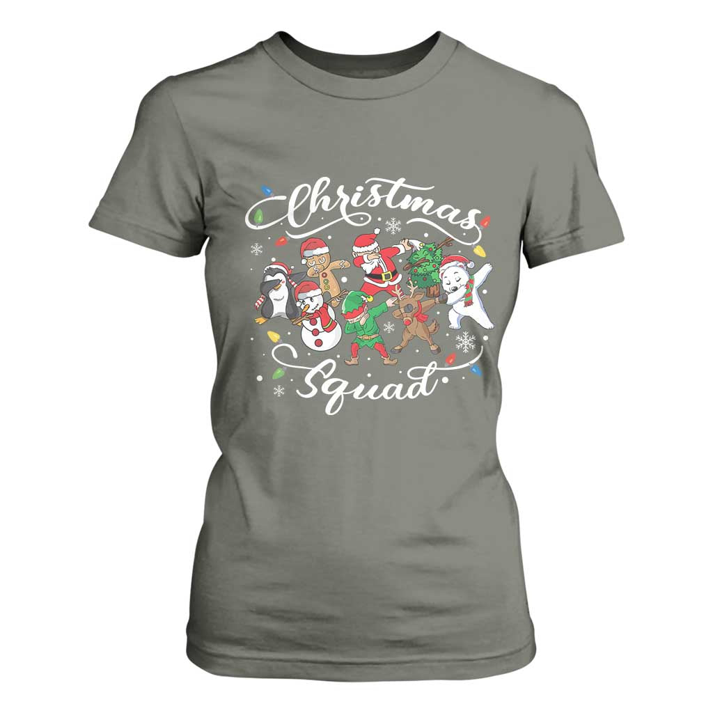 Christmas Squad T Shirt For Women Santa Dabbing Elf Family Matching Pajamas Xmas Crew TS10 Military Green Print Your Wear