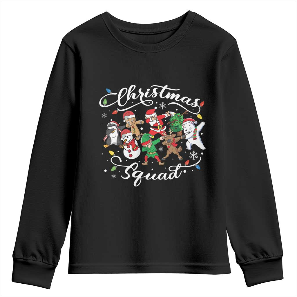 Christmas Squad Youth Sweatshirt Santa Dabbing Elf Family Matching Pajamas Xmas Crew TS10 Black Print Your Wear