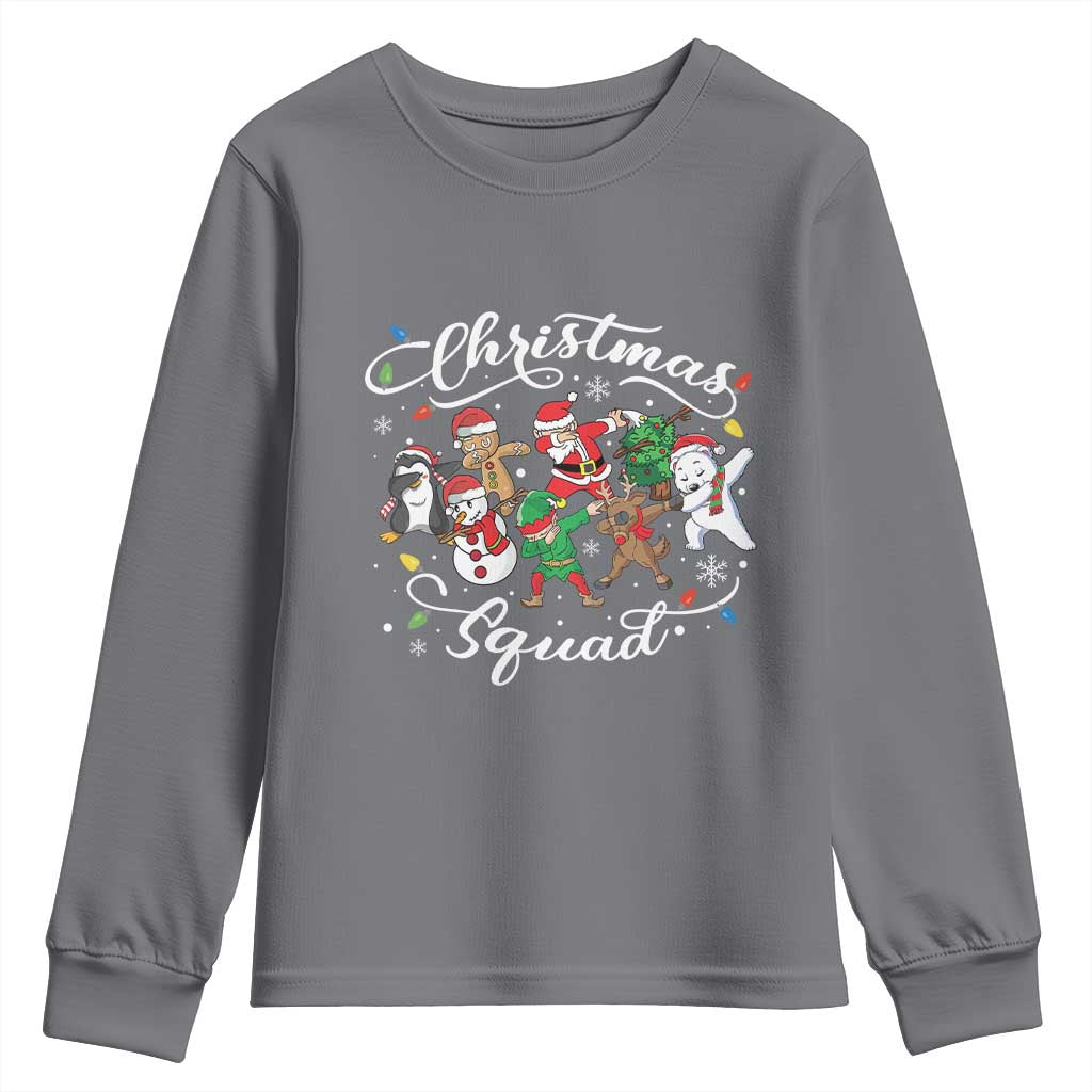 Christmas Squad Youth Sweatshirt Santa Dabbing Elf Family Matching Pajamas Xmas Crew TS10 Charcoal Print Your Wear