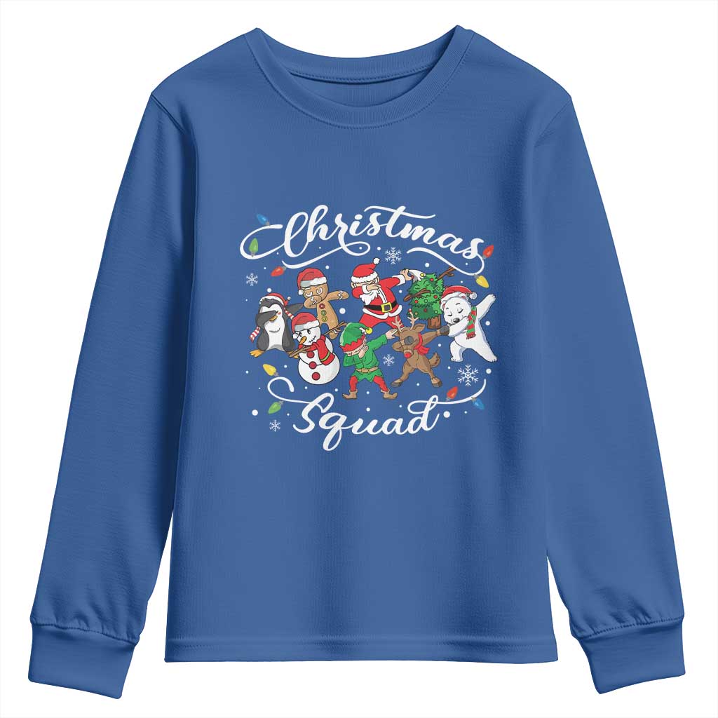 Christmas Squad Youth Sweatshirt Santa Dabbing Elf Family Matching Pajamas Xmas Crew TS10 Royal Blue Print Your Wear