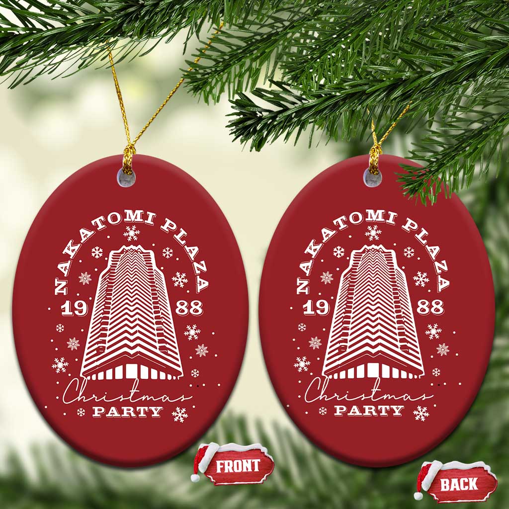 Nakatomi Plaza Party 1988 Christmas Ornament Funny 80's Xmas Movie TS10 Oval Red Print Your Wear