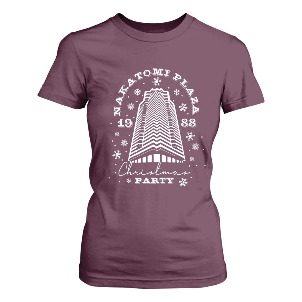 Nakatomi Plaza Christmas Party 1988 T Shirt For Women Funny 80's Xmas Movie TS10 Maroon Print Your Wear