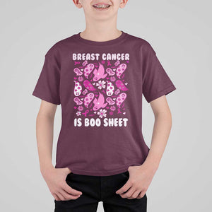 In October We Wear Pink T Shirt For Kid Ghost Breast Cancer Is Boo Sheet TS10 Maroon Print Your Wear