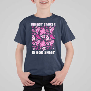 In October We Wear Pink T Shirt For Kid Ghost Breast Cancer Is Boo Sheet TS10 Navy Print Your Wear