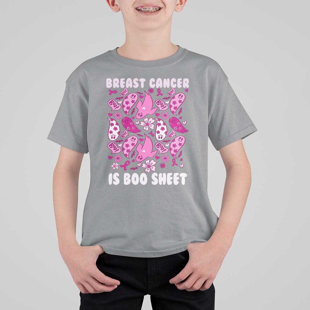 In October We Wear Pink T Shirt For Kid Ghost Breast Cancer Is Boo Sheet TS10 Sport Gray Print Your Wear