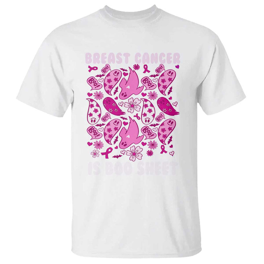 In October We Wear Pink T Shirt Ghost Breast Cancer Is Boo Sheet TS10 White Print Your Wear