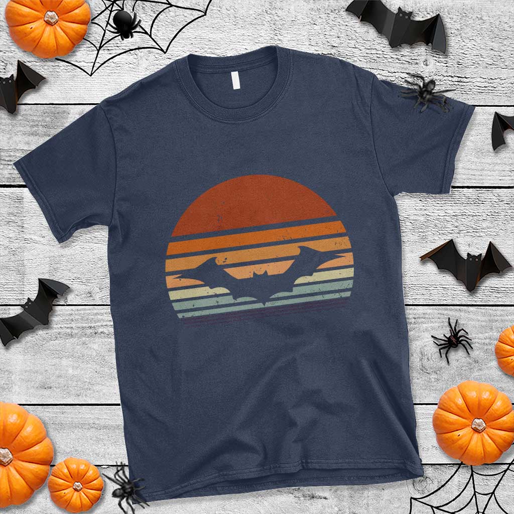 Vintage Retro Fall Halloween Bat T Shirt TS10 Navy Print Your Wear