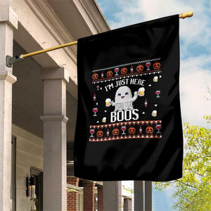 Im Just Here for the Boos Funny Gift Halloween Ghost with Beer Garden Flag Ugly Halloween Sweater TS10 Print Your Wear