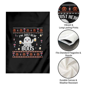 Im Just Here for the Boos Funny Gift Halloween Ghost with Beer Garden Flag Ugly Halloween Sweater TS10 Print Your Wear