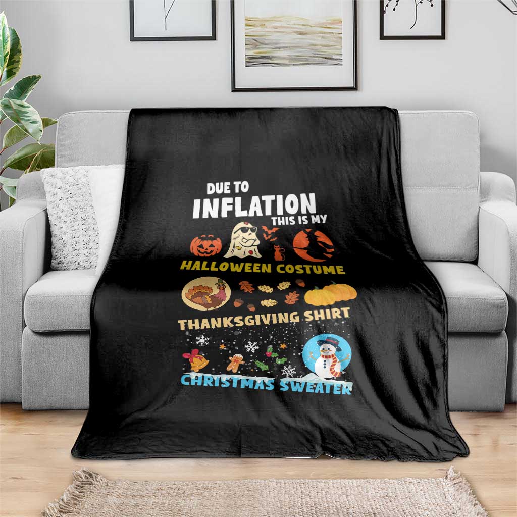 Happy Hallothanksmas Throw Blanket My Spooky Halloween Thanksgiving Ugly Christmas Costume TS10 Print Your Wear