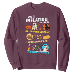 Happy Hallothanksmas Sweatshirt My Spooky Halloween Thanksgiving Ugly Christmas Costume TS10 Maroon Print Your Wear