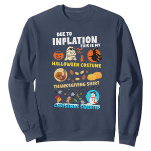 Happy Hallothanksmas Sweatshirt My Spooky Halloween Thanksgiving Ugly Christmas Costume TS10 Navy Print Your Wear