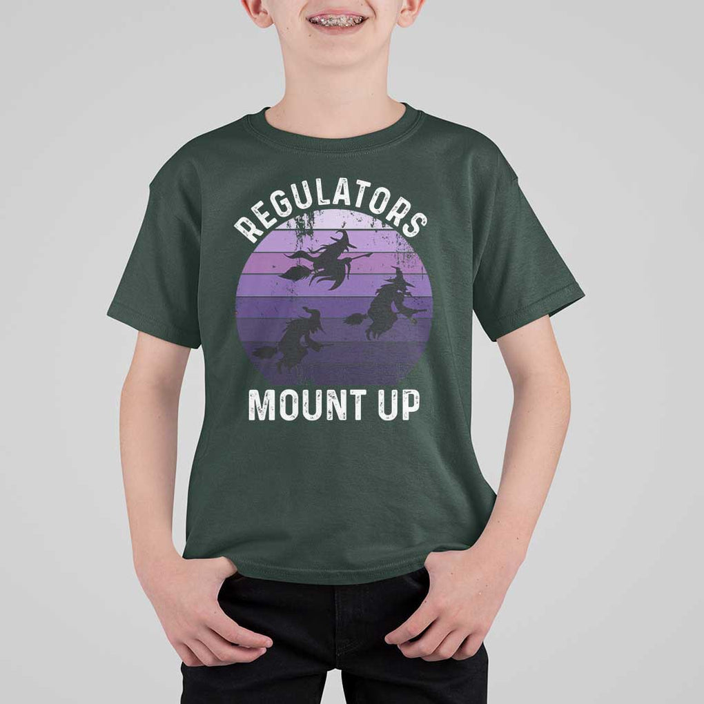 Funny Halloween Witch T Shirt For Kid Regulators Mount UpWitchy Vibes TS10 Dark Forest Green Print Your Wear
