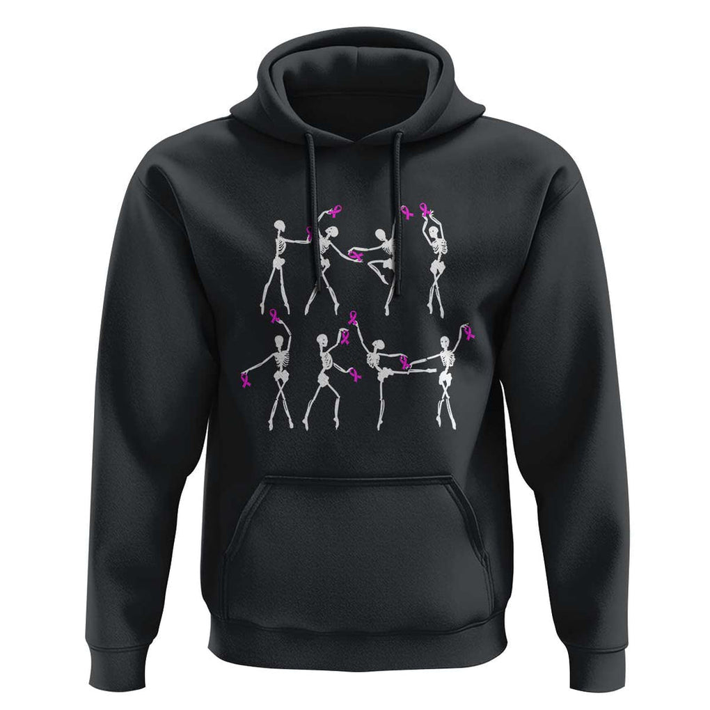 Pink Ribbon Breast Cancer Awareness Hoodie Skeleton Ballerinas Ballet Dance Cute Halloween TS10 Black Print Your Wear