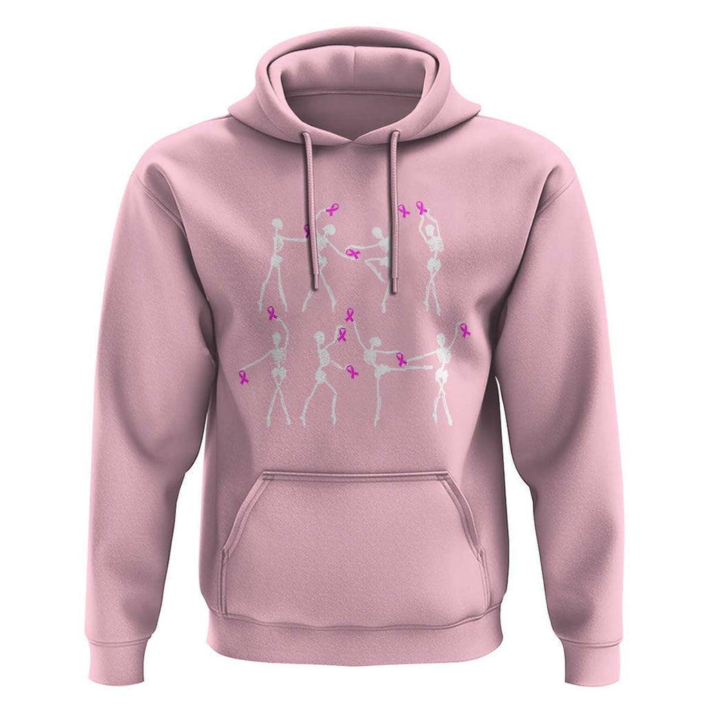 Pink Ribbon Breast Cancer Awareness Hoodie Skeleton Ballerinas Ballet Dance Cute Halloween TS10 Light Pink Print Your Wear