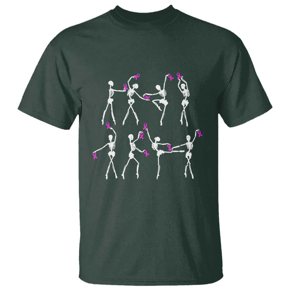 Pink Ribbon Breast Cancer Awareness T Shirt Skeleton Ballerinas Ballet Dance Cute Halloween TS10 Dark Forest Green Print Your Wear