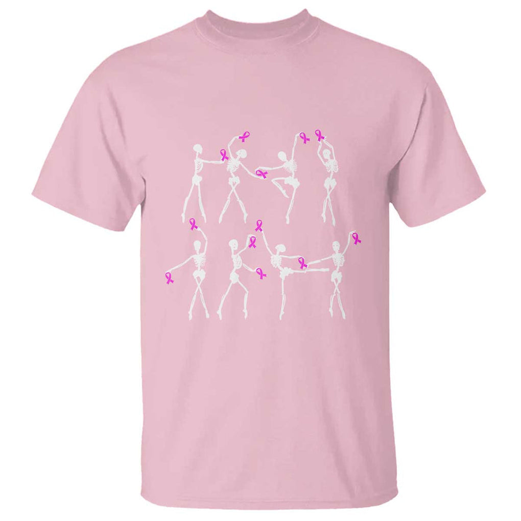 Pink Ribbon Breast Cancer Awareness T Shirt Skeleton Ballerinas Ballet Dance Cute Halloween TS10 Light Pink Print Your Wear