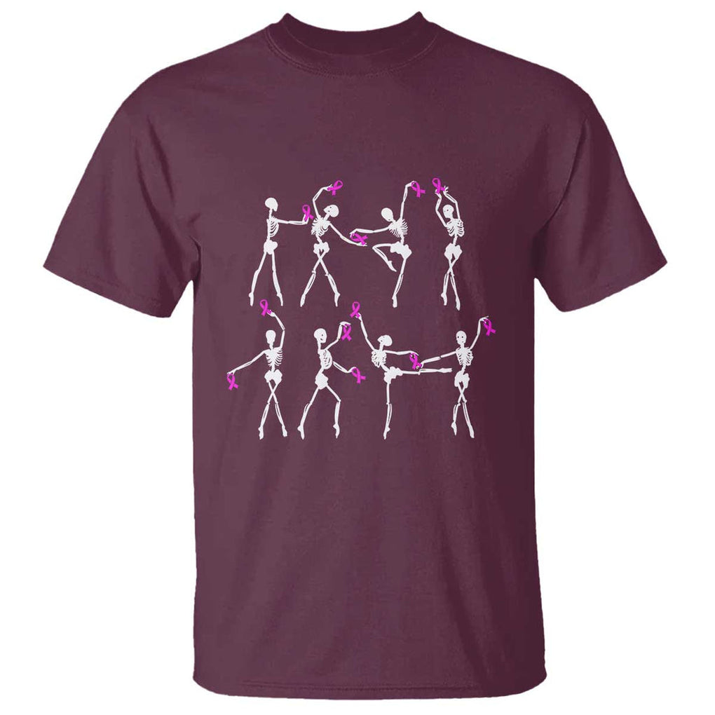 Pink Ribbon Breast Cancer Awareness T Shirt Skeleton Ballerinas Ballet Dance Cute Halloween TS10 Maroon Print Your Wear