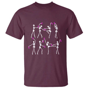 Pink Ribbon Breast Cancer Awareness T Shirt Skeleton Ballerinas Ballet Dance Cute Halloween TS10 Maroon Print Your Wear