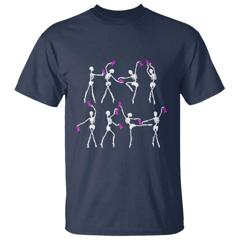 Pink Ribbon Breast Cancer Awareness T Shirt Skeleton Ballerinas Ballet Dance Cute Halloween TS10 Navy Print Your Wear