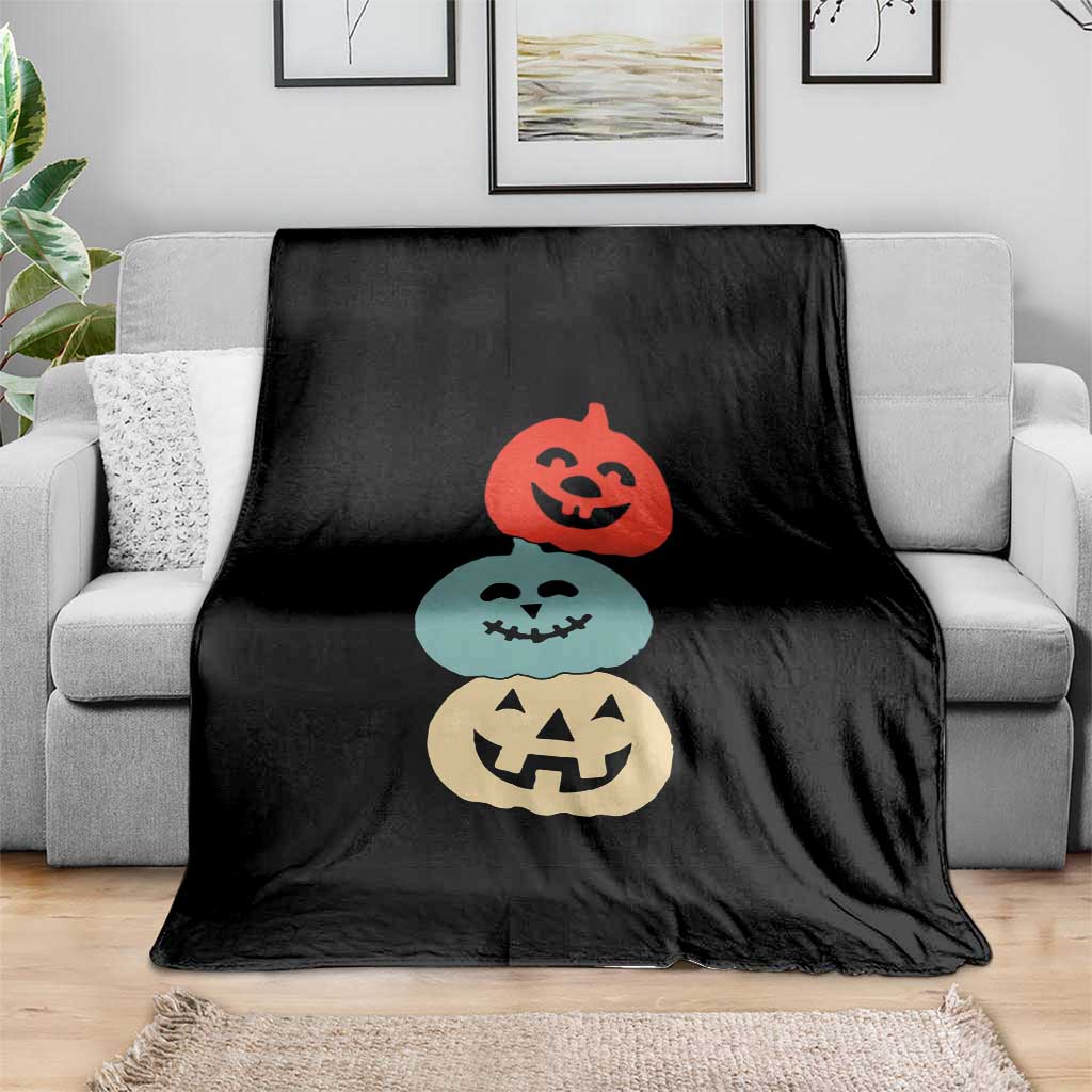 Vintage Halloween Pumpkin Funny Retro Gift Throw Blanket Cute Spooky Season Clothing TS10 Print Your Wear