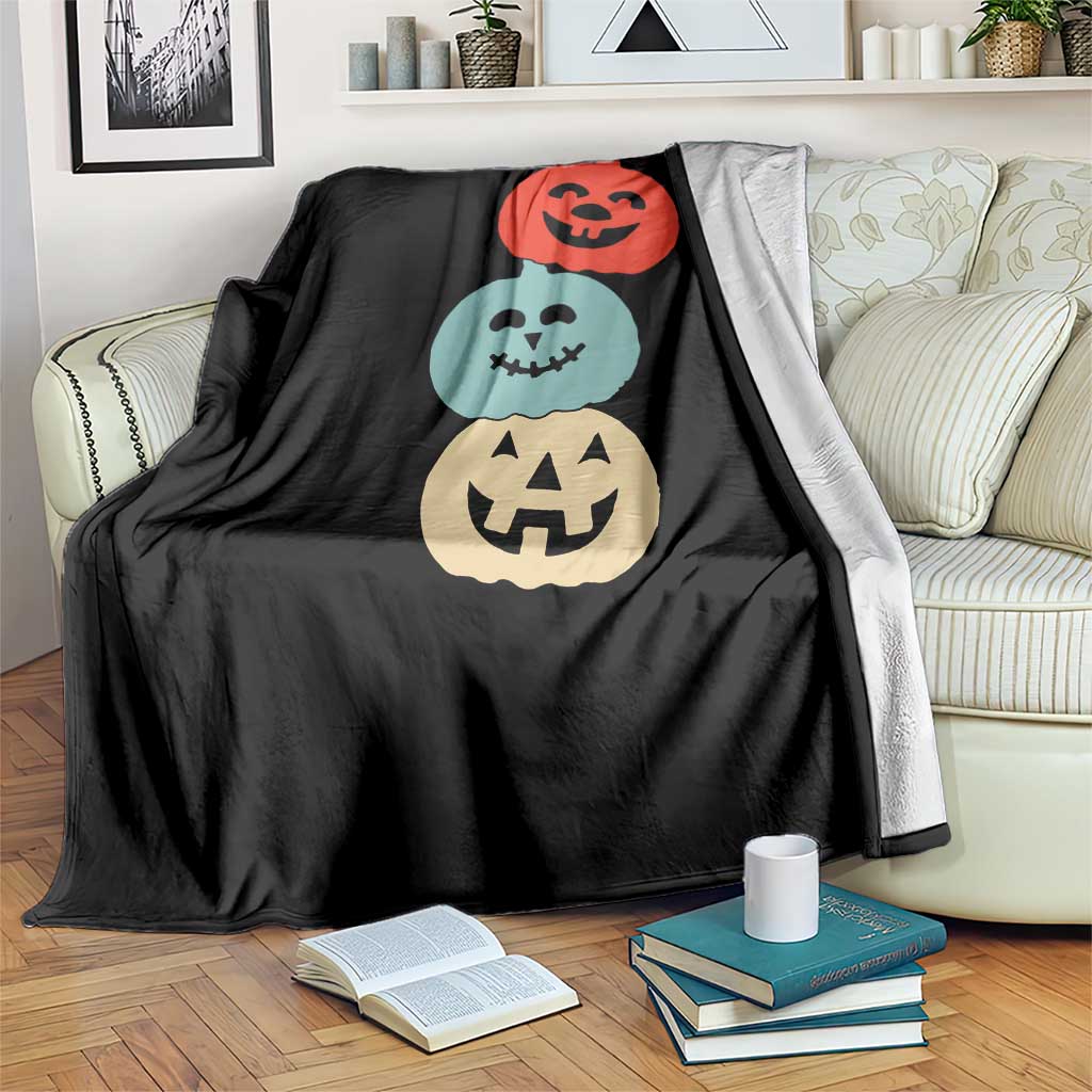 Vintage Halloween Pumpkin Funny Retro Gift Throw Blanket Cute Spooky Season Clothing TS10 Print Your Wear