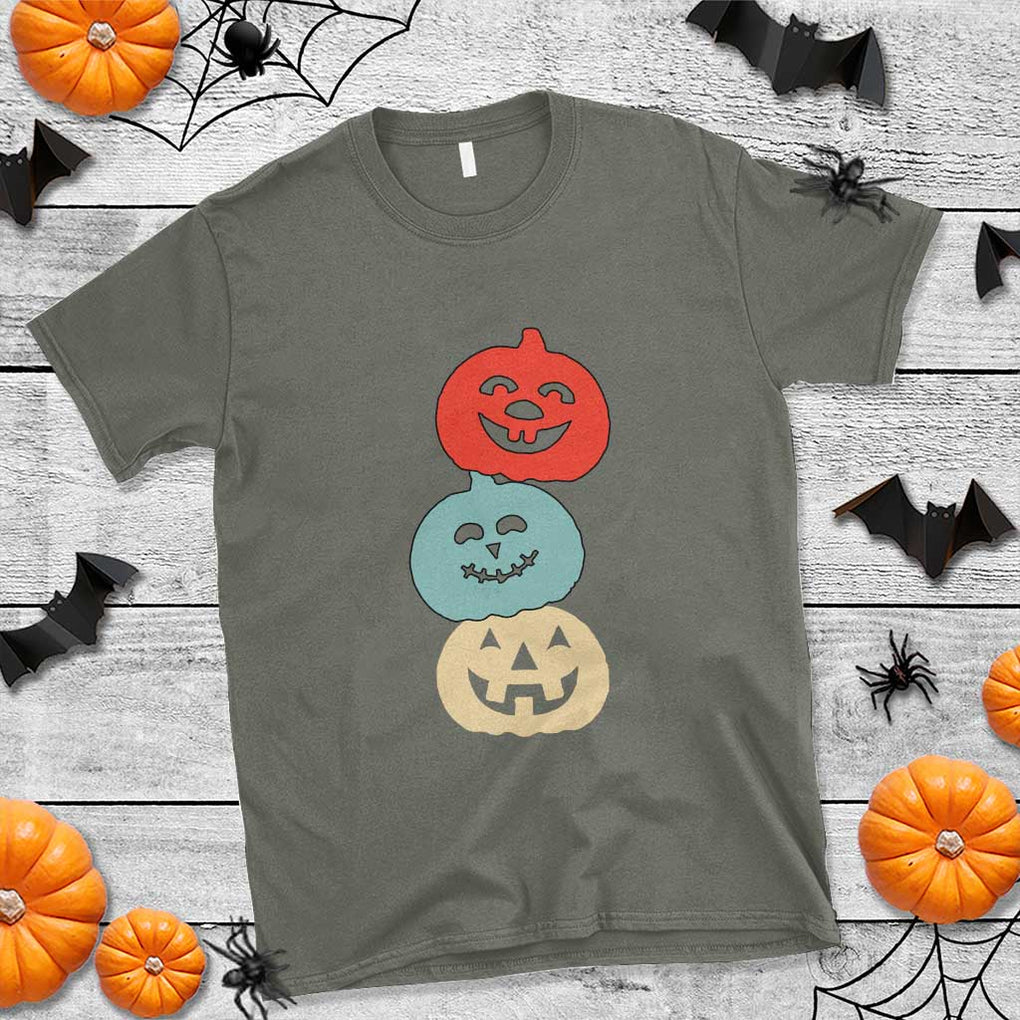 Vintage Halloween Pumpkin Funny Retro Gift T Shirt Cute Spooky Season Clothing TS10 Military Green Print Your Wear