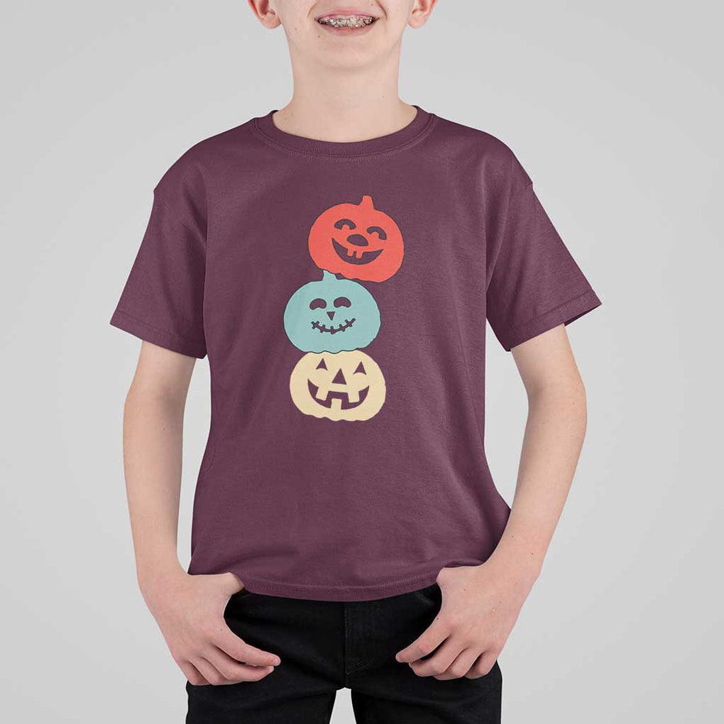 Vintage Halloween Pumpkin Funny Retro Gift T Shirt For Kid Cute Spooky Season Clothing TS10 Maroon Print Your Wear