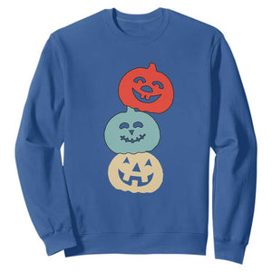 Vintage Halloween Pumpkin Funny Retro Gift Sweatshirt Cute Spooky Season Clothing TS10 Royal Blue Print Your Wear