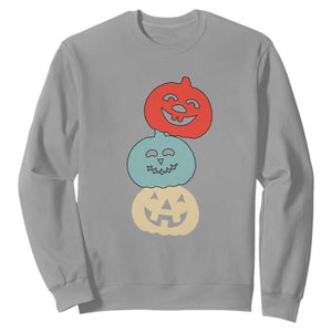 Vintage Halloween Pumpkin Funny Retro Gift Sweatshirt Cute Spooky Season Clothing TS10 Sport Gray Print Your Wear