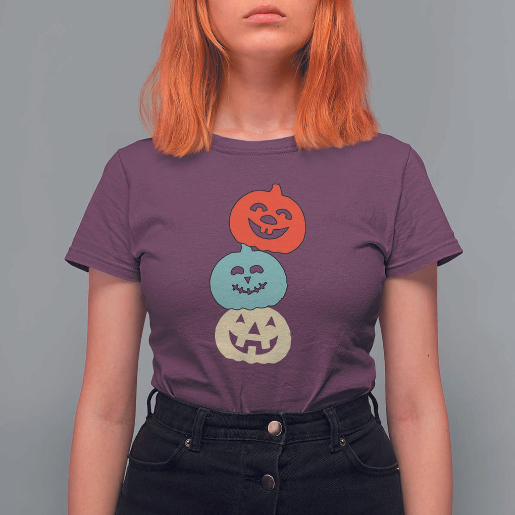 Vintage Halloween Pumpkin Funny Retro Gift T Shirt For Women Cute Spooky Season Clothing TS10 Maroon Print Your Wear