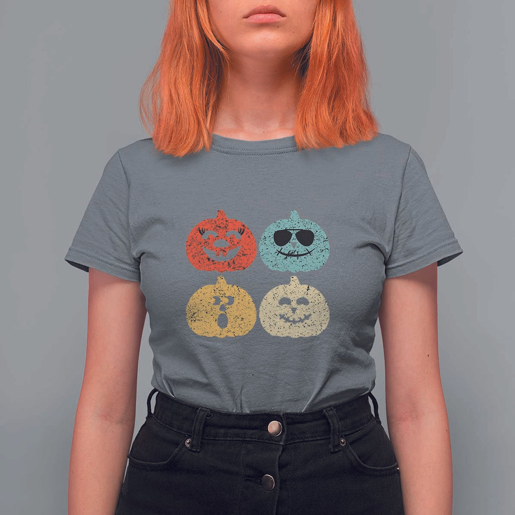 Retro Vintage Halloween Pumpkin Funny Gift T Shirt For Women TS10 Charcoal Print Your Wear