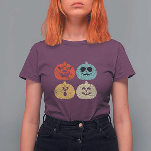 Retro Vintage Halloween Pumpkin Funny Gift T Shirt For Women TS10 Maroon Print Your Wear