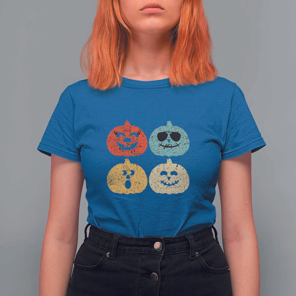 Retro Vintage Halloween Pumpkin Funny Gift T Shirt For Women TS10 Royal Blue Print Your Wear